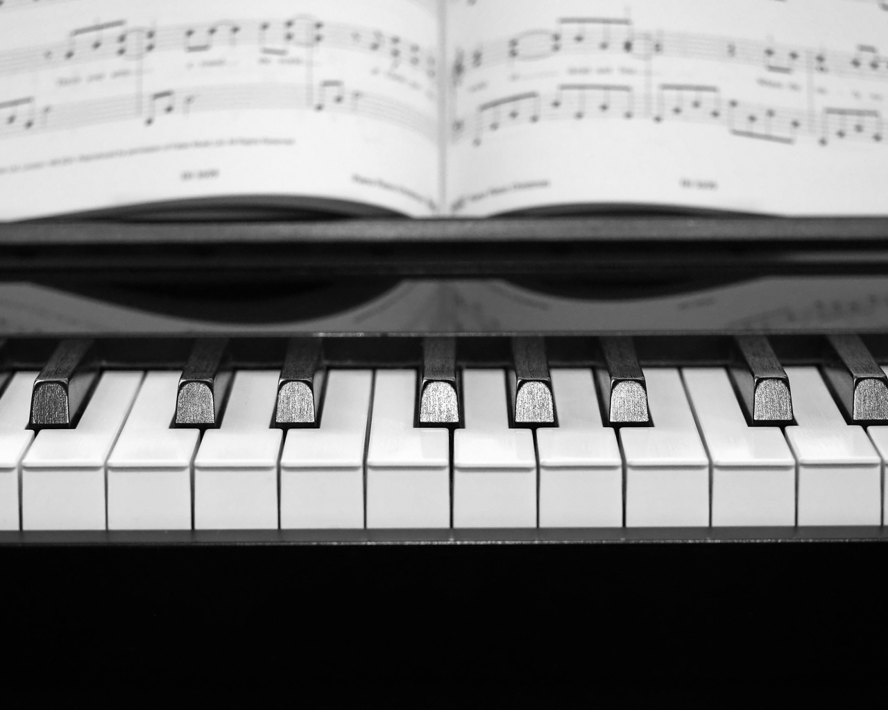 Клавиши пианино с нотной тетрадью