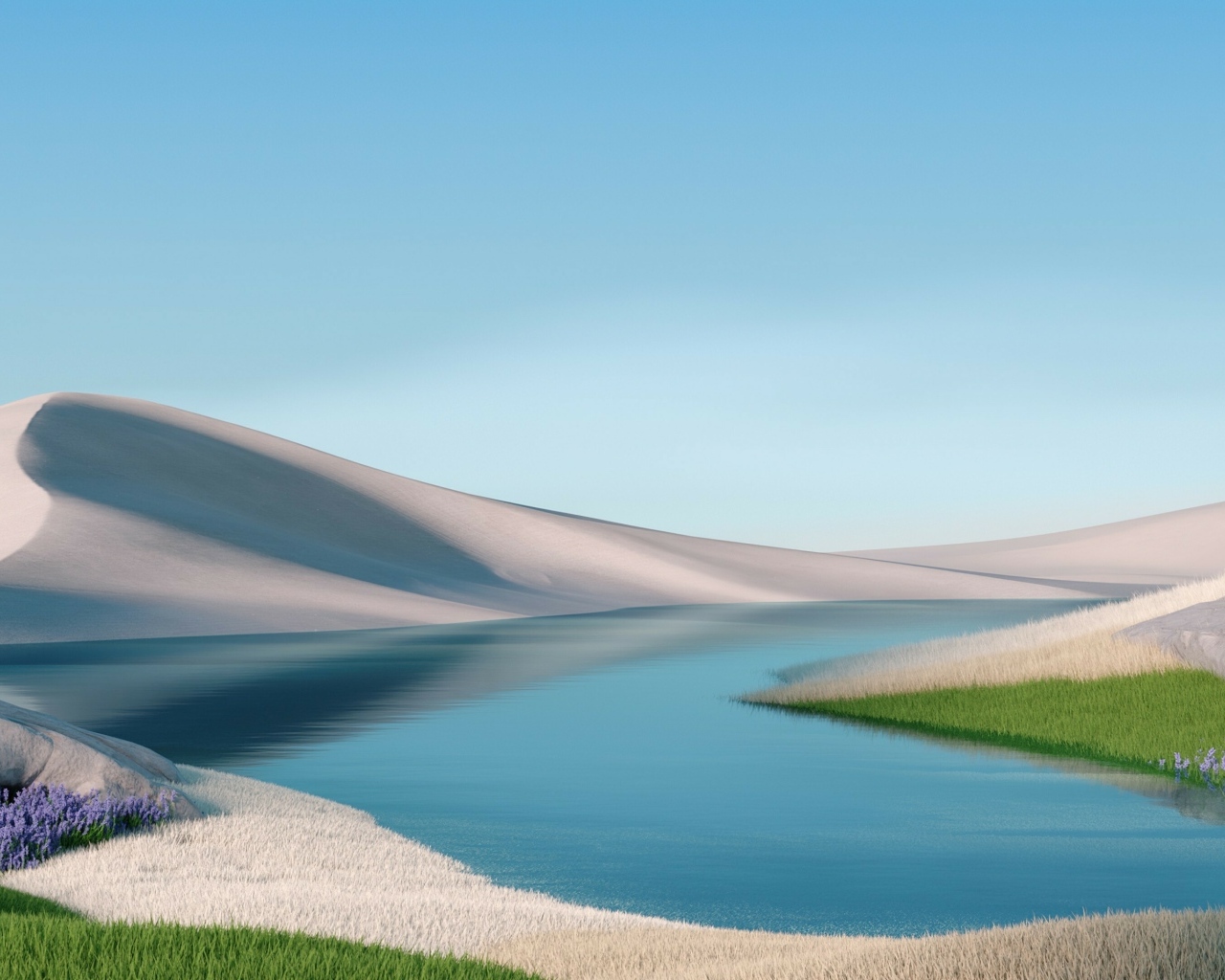 Спокойная вода с горами заставка на рабочий стол