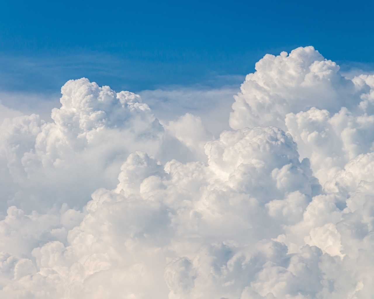 Густые белые облака в голубом небе