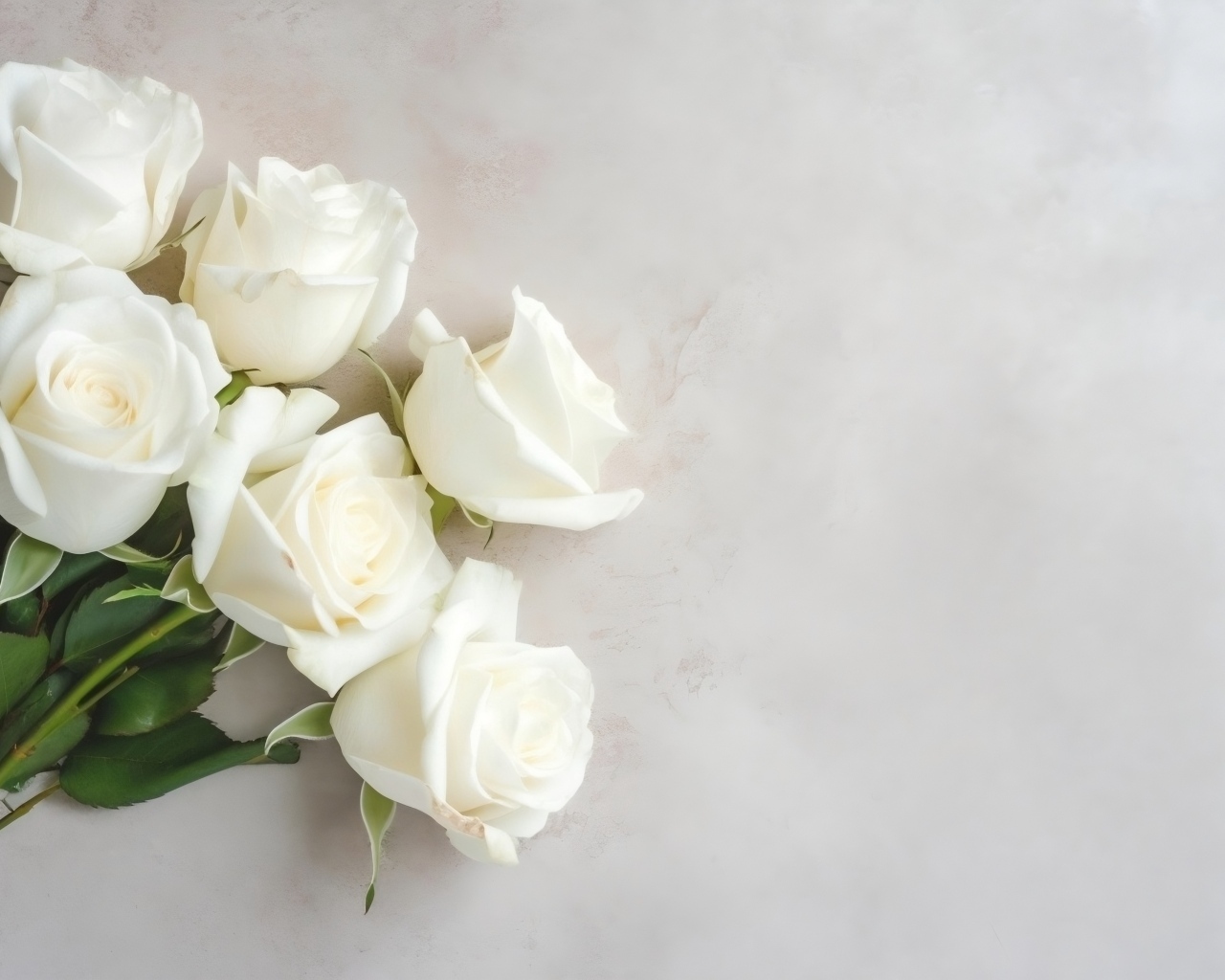 Букет белых роз на сером фоне