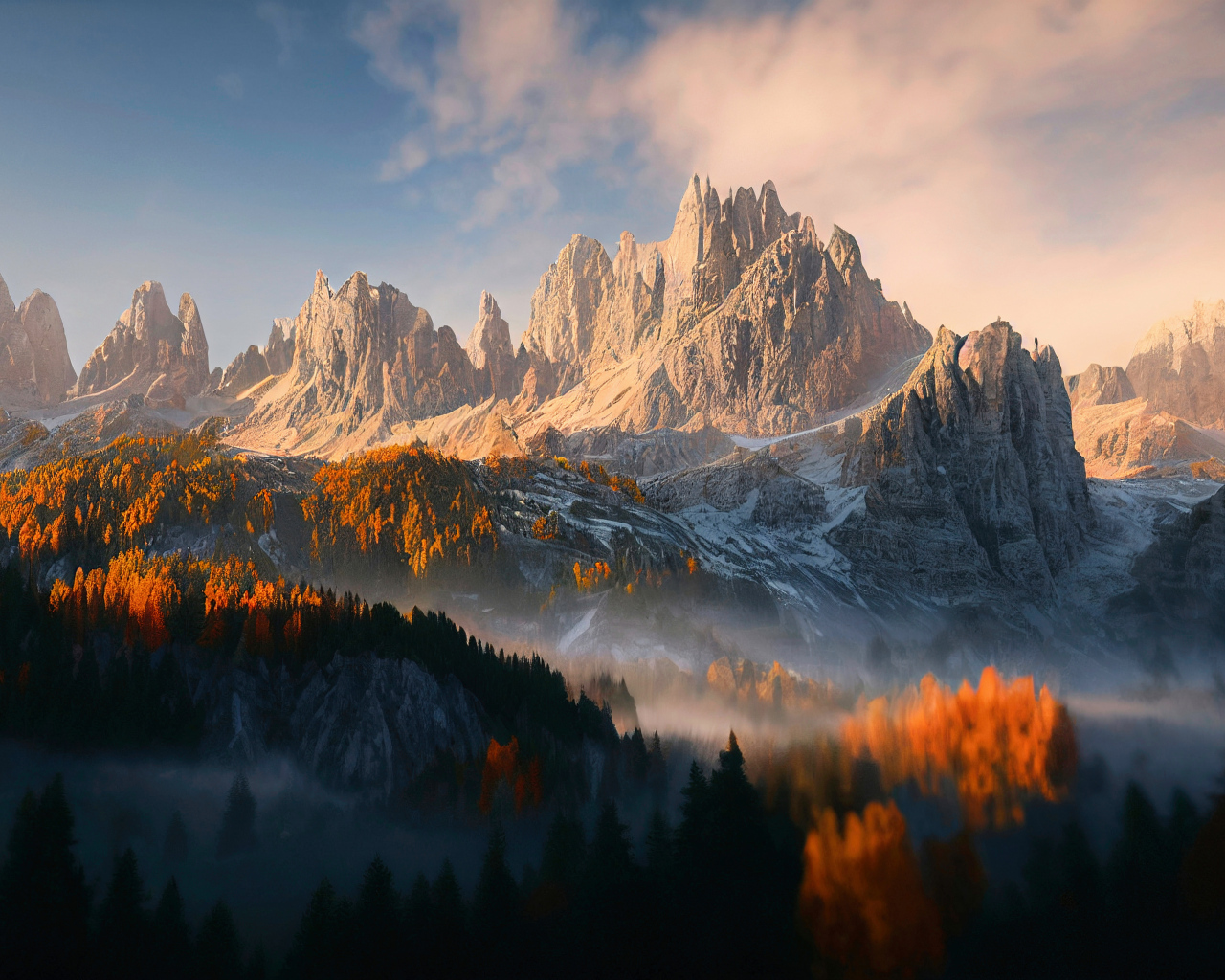 Красивый горный пейзаж в лучах солнца