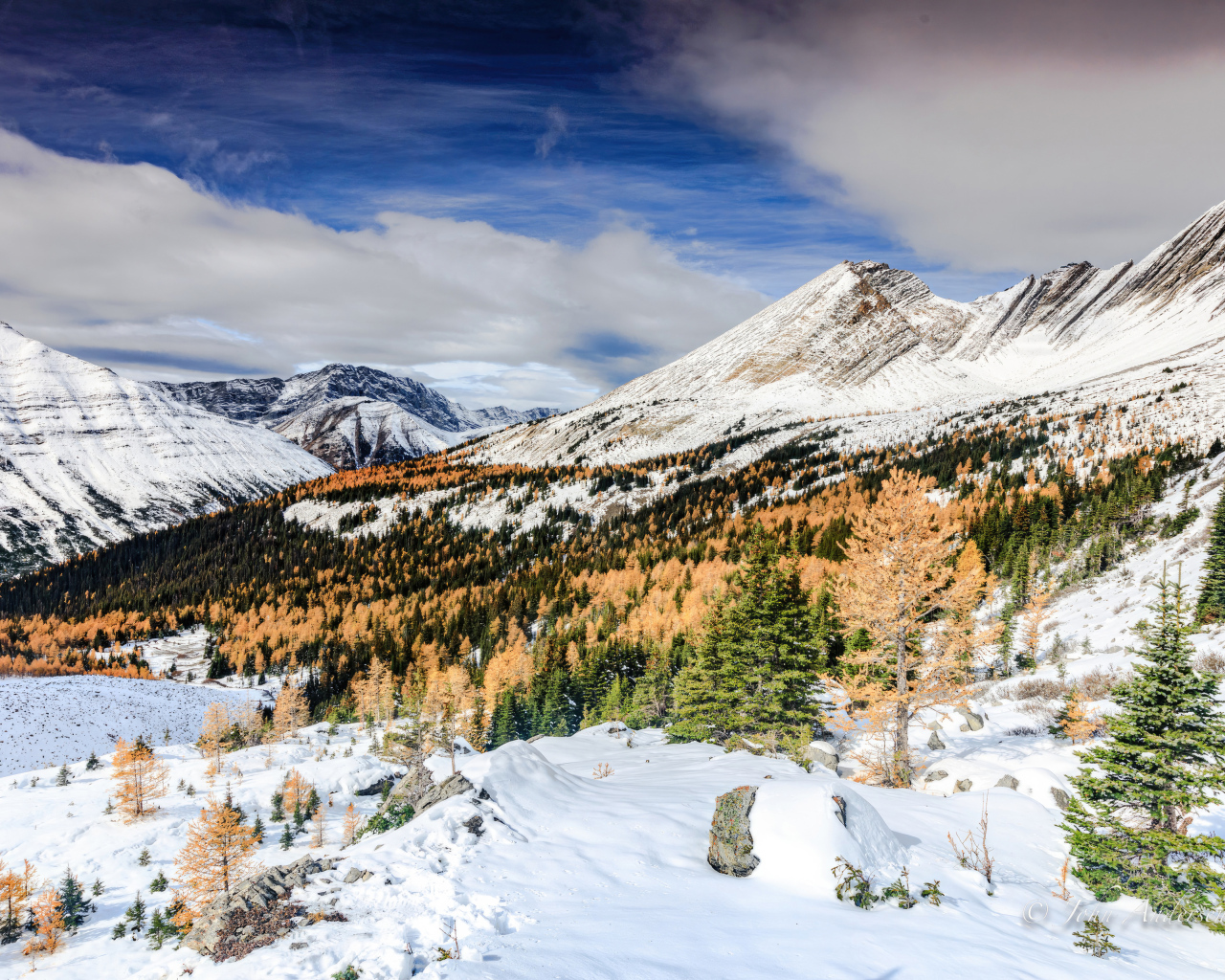 Красивый вид на холодные заснеженные горы