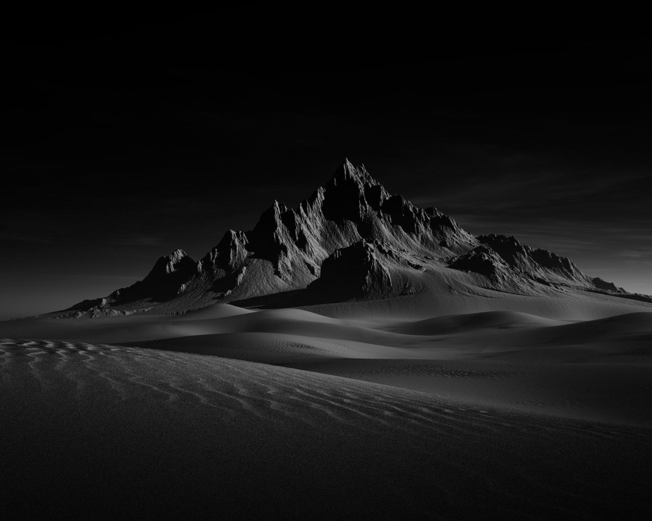 Гора в пустыне ночью