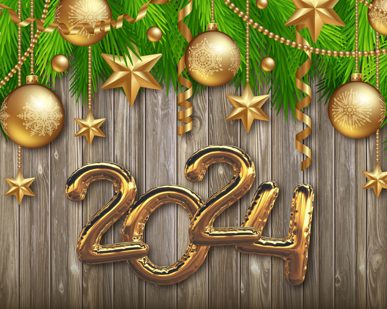 Красивый новогодний декор и цифры на новый год 2024