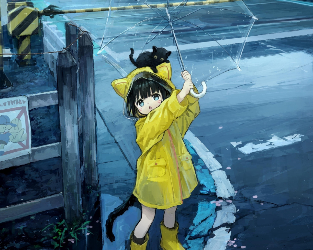 Маленькая девочка аниме с зонтом