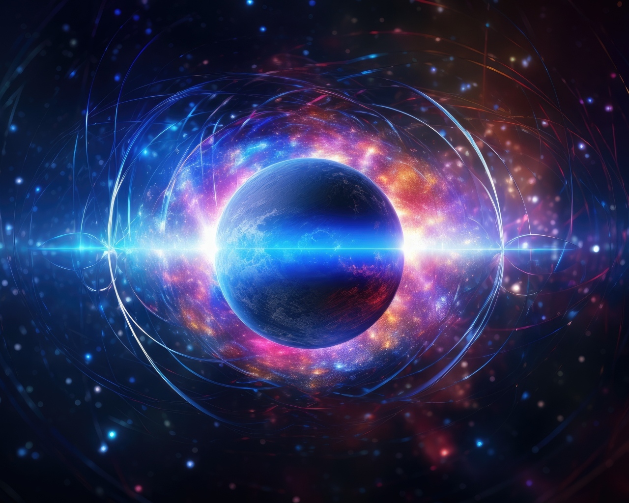 Планета земля в ярких неоновых вспышках