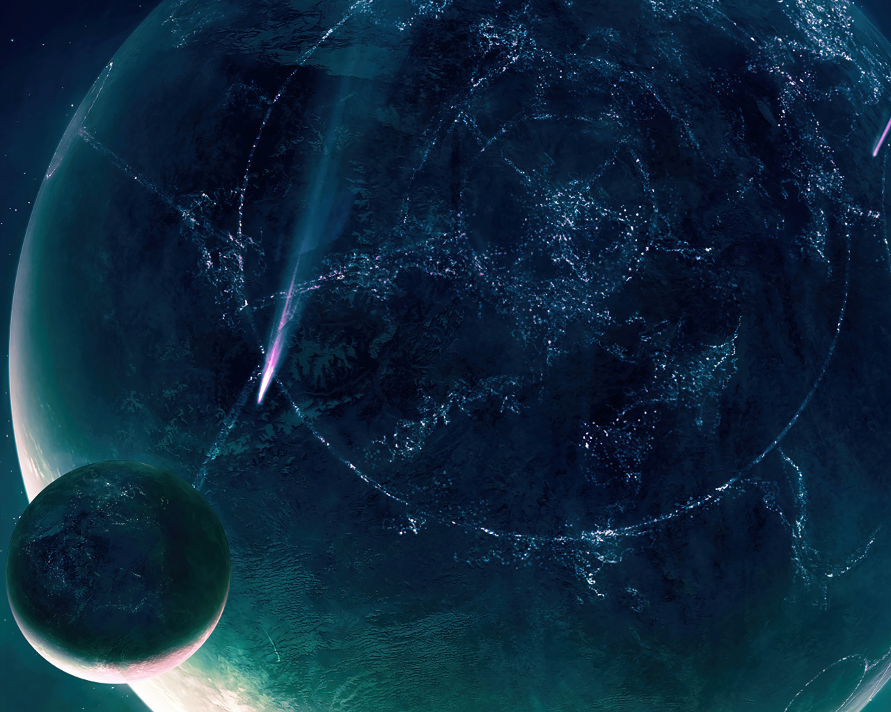 Планеты кружатся на космической орбите