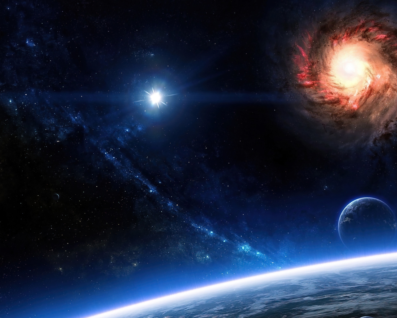 Космическая дыра над планетой в космосе