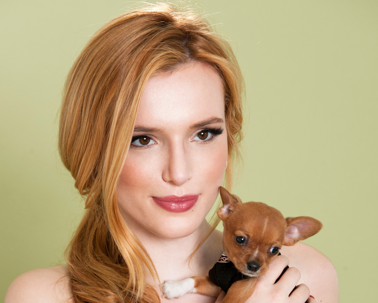 Актриса Белла Торн с маленькой собачкой