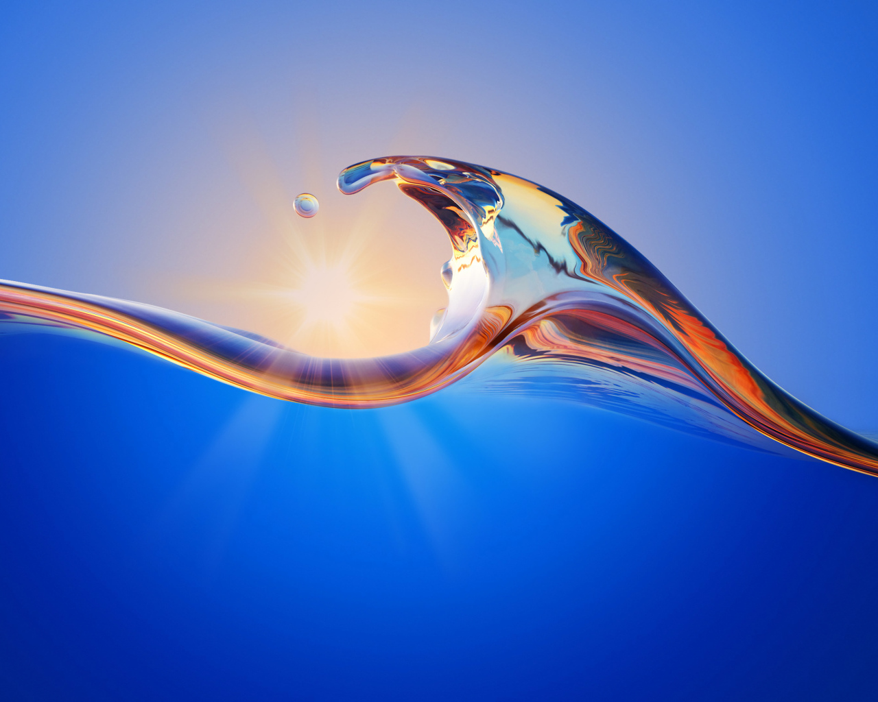 Волна 3д на синем фоне