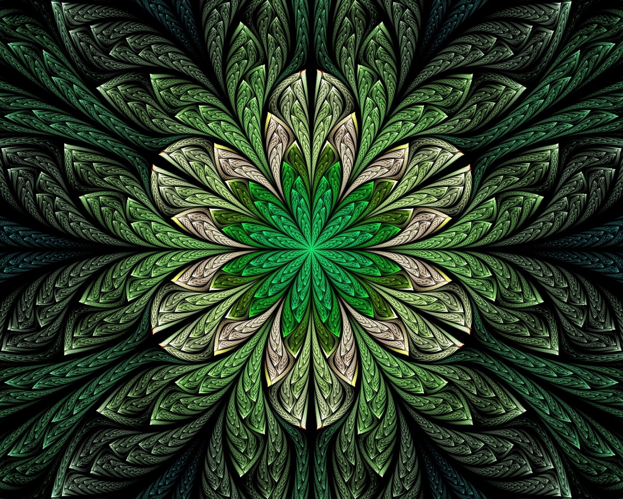 Абстрактный зеленый волнистый цветок 