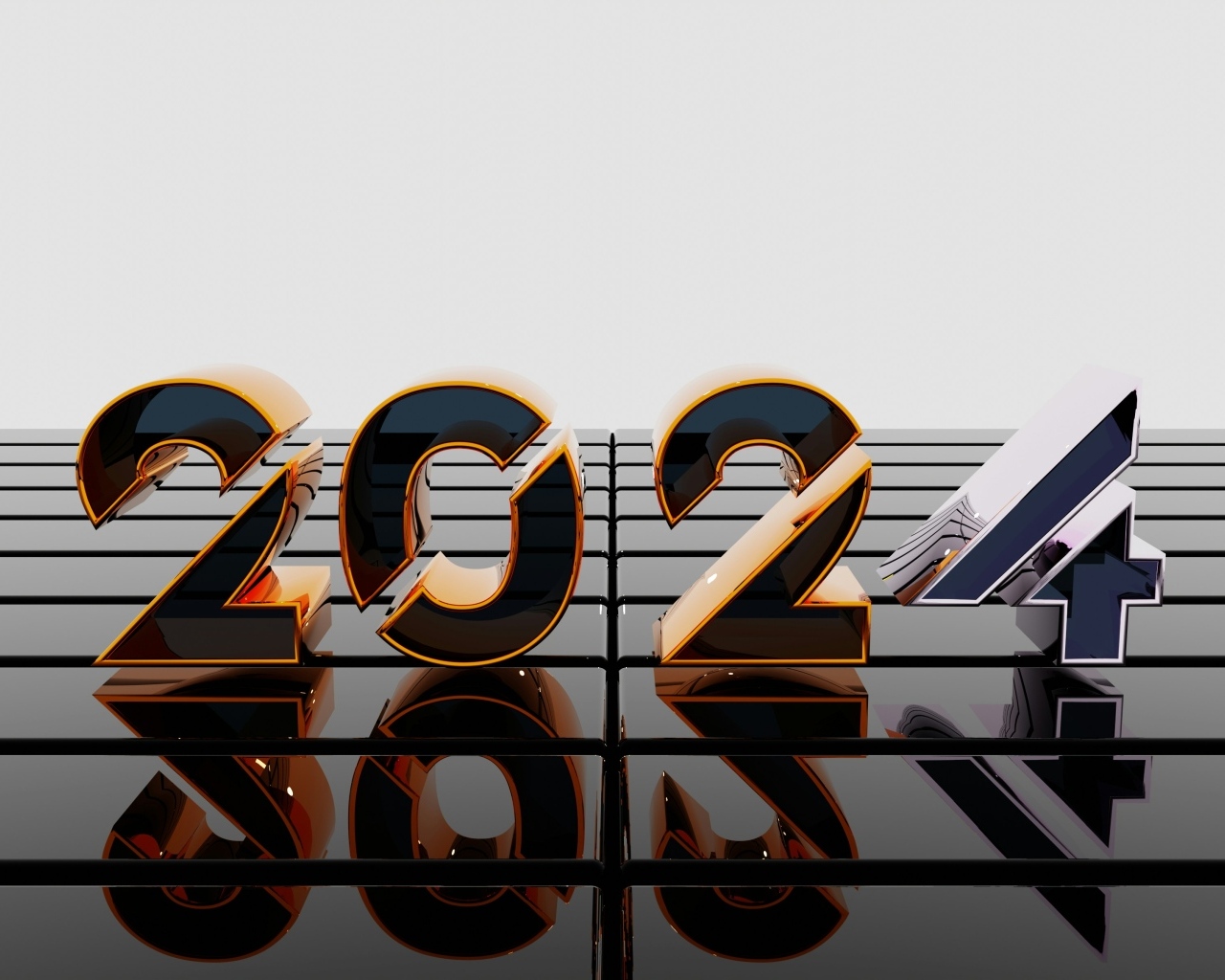 Красивые 3д цифры 2024 на сером фоне