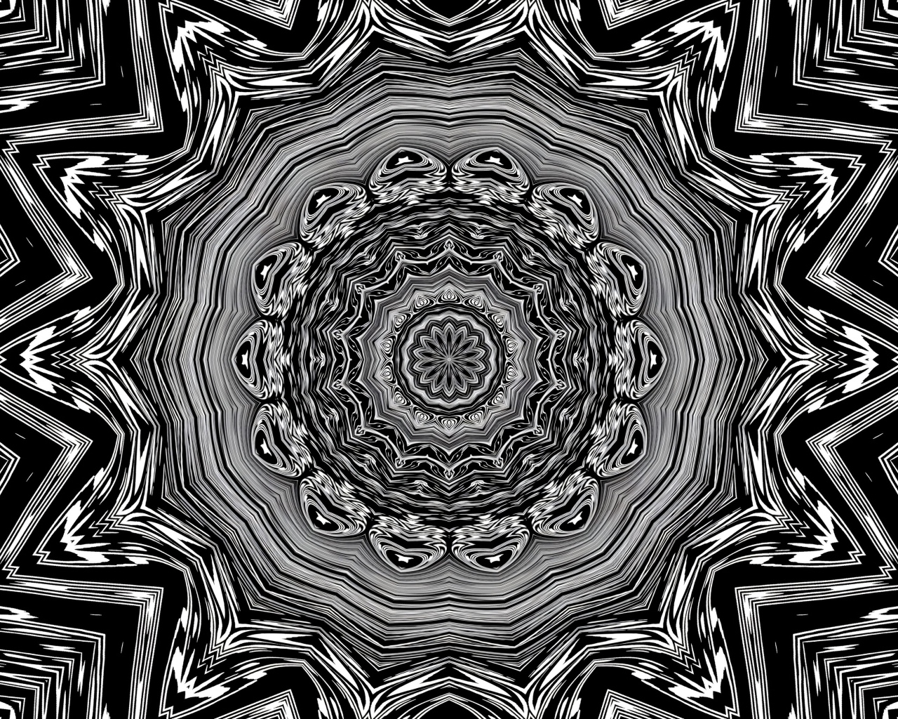 Черно-белый фрактальный узор 