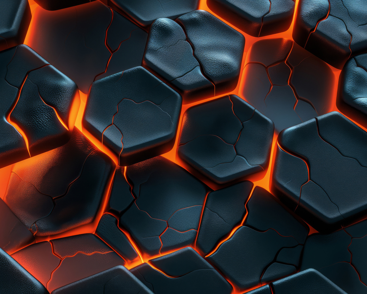 Черные потрескавшиеся соты с красной подсветкой