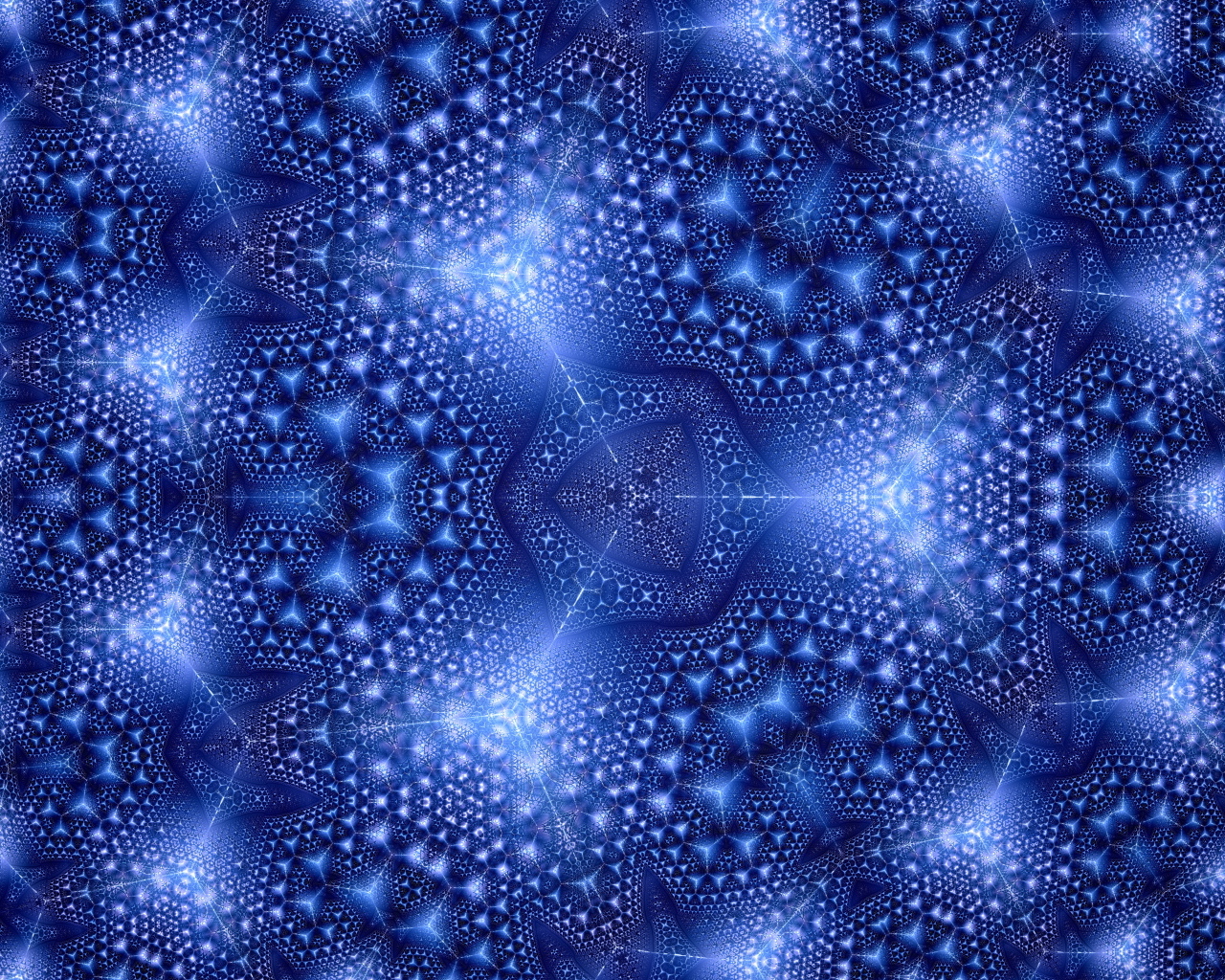 Синий фрактальный рисунок с геометрическими фигурами