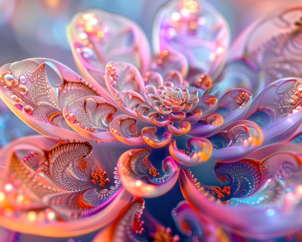 Фантастический фрактальный розовый цветок крупным планом