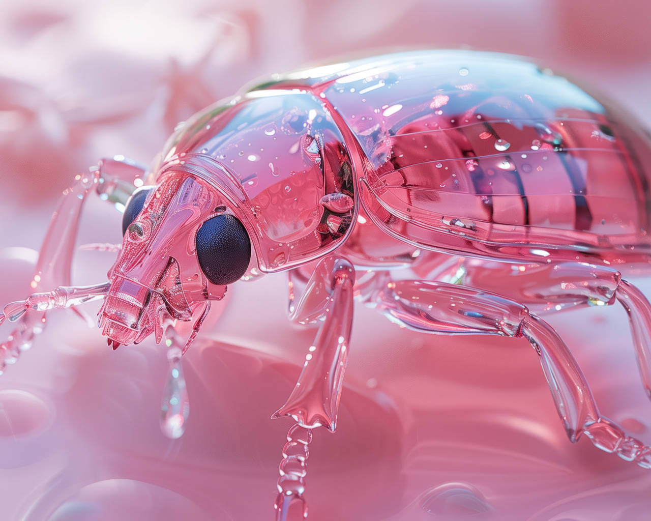 Стеклянный жук на розовом фоне 3д графика