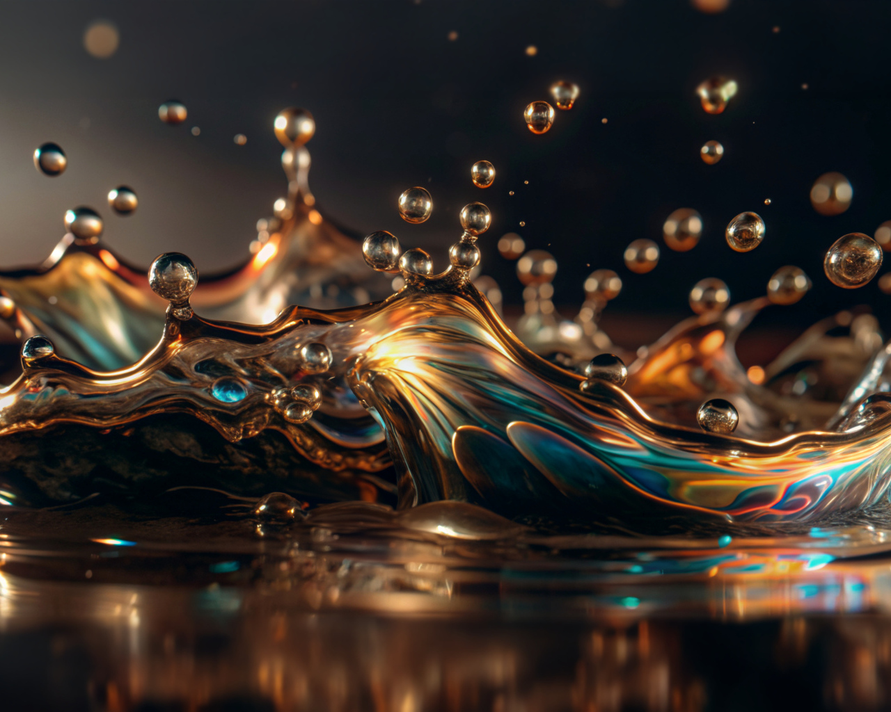 Брызги жидкости на темном фоне