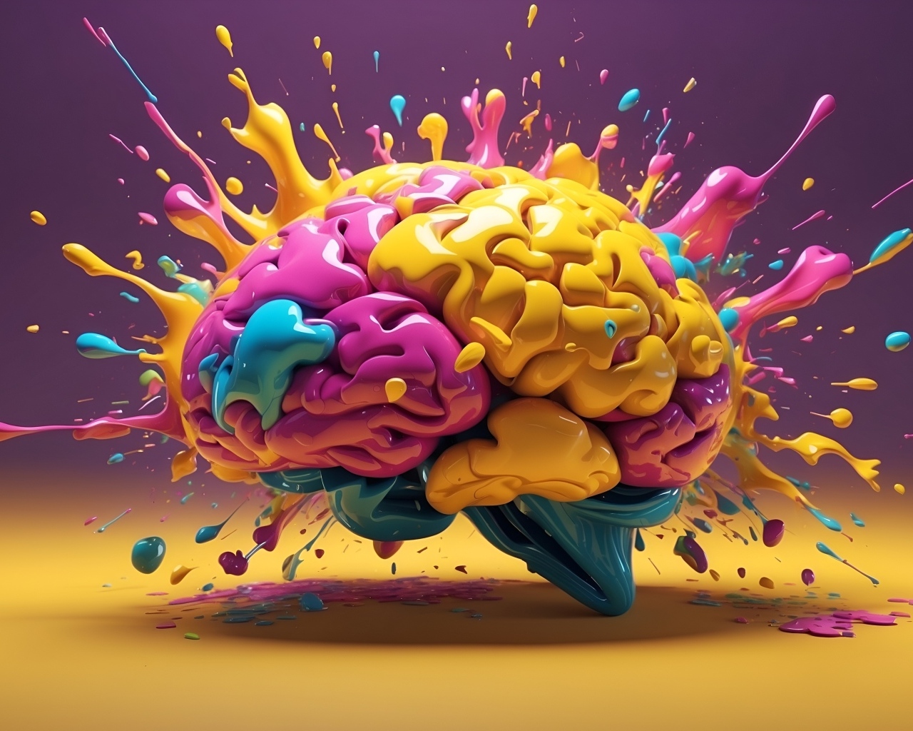 Разноцветный взрыв мозга 3д графика