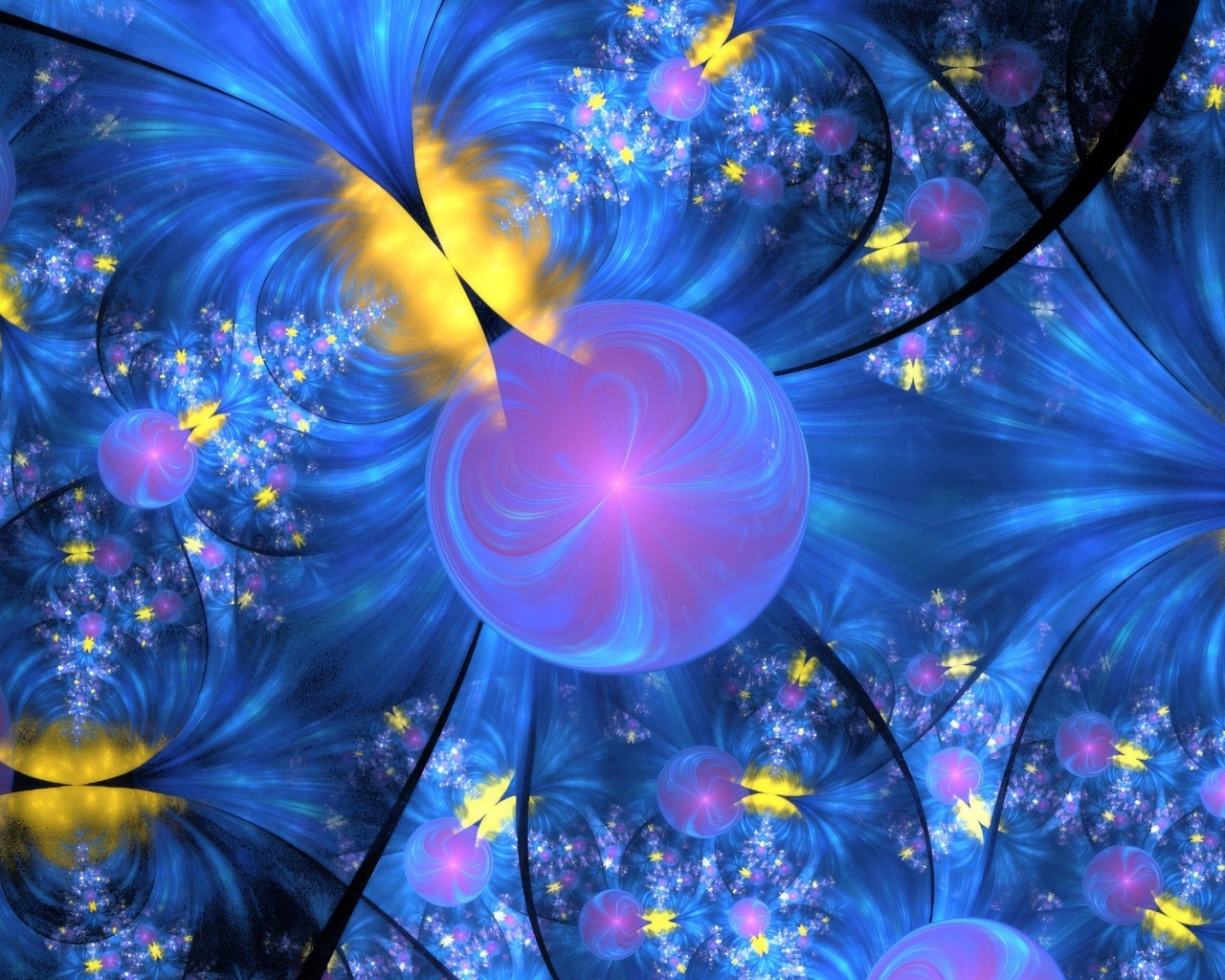 Неоновые абстрактные круги с разводами