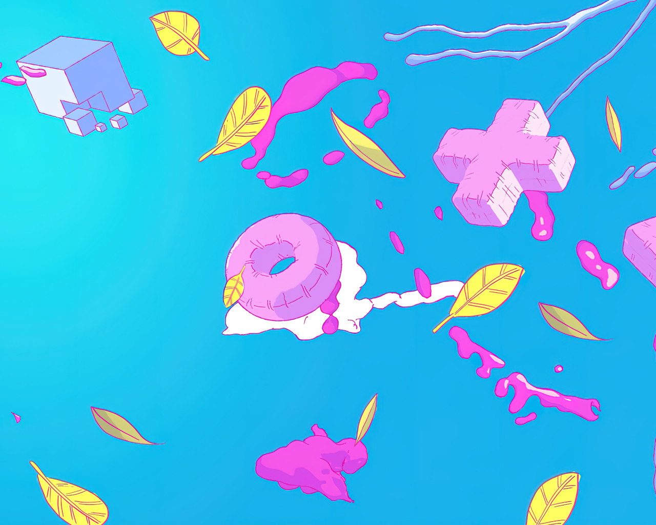 Розовые фигурные значки playstation на голубом фоне