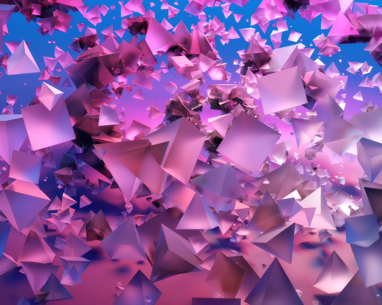 Розовые геометрические 3д фигуры в воздухе