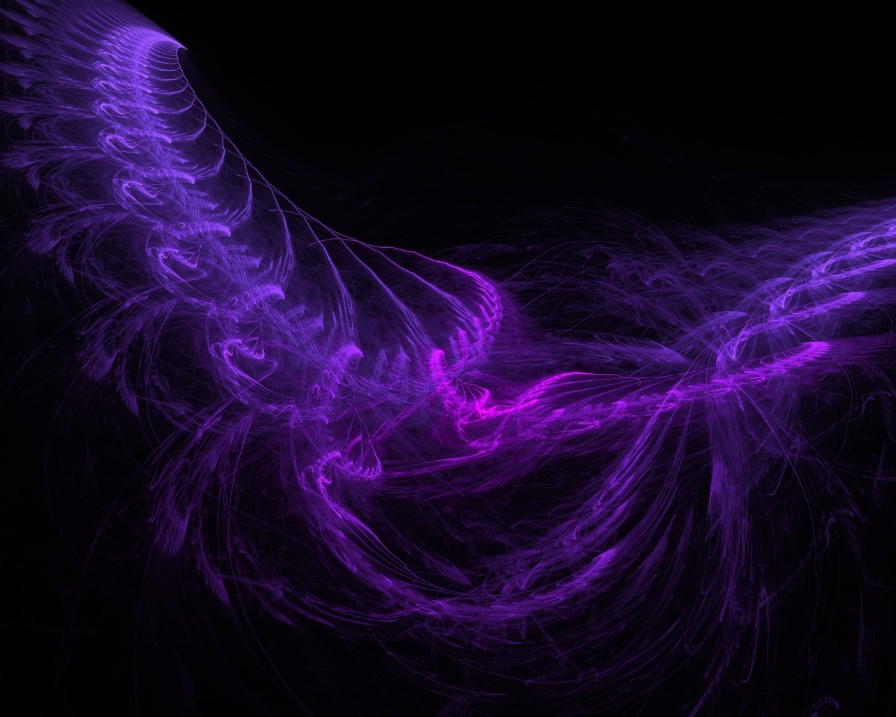 Фиолетовые волнистые узоры на черном фоне