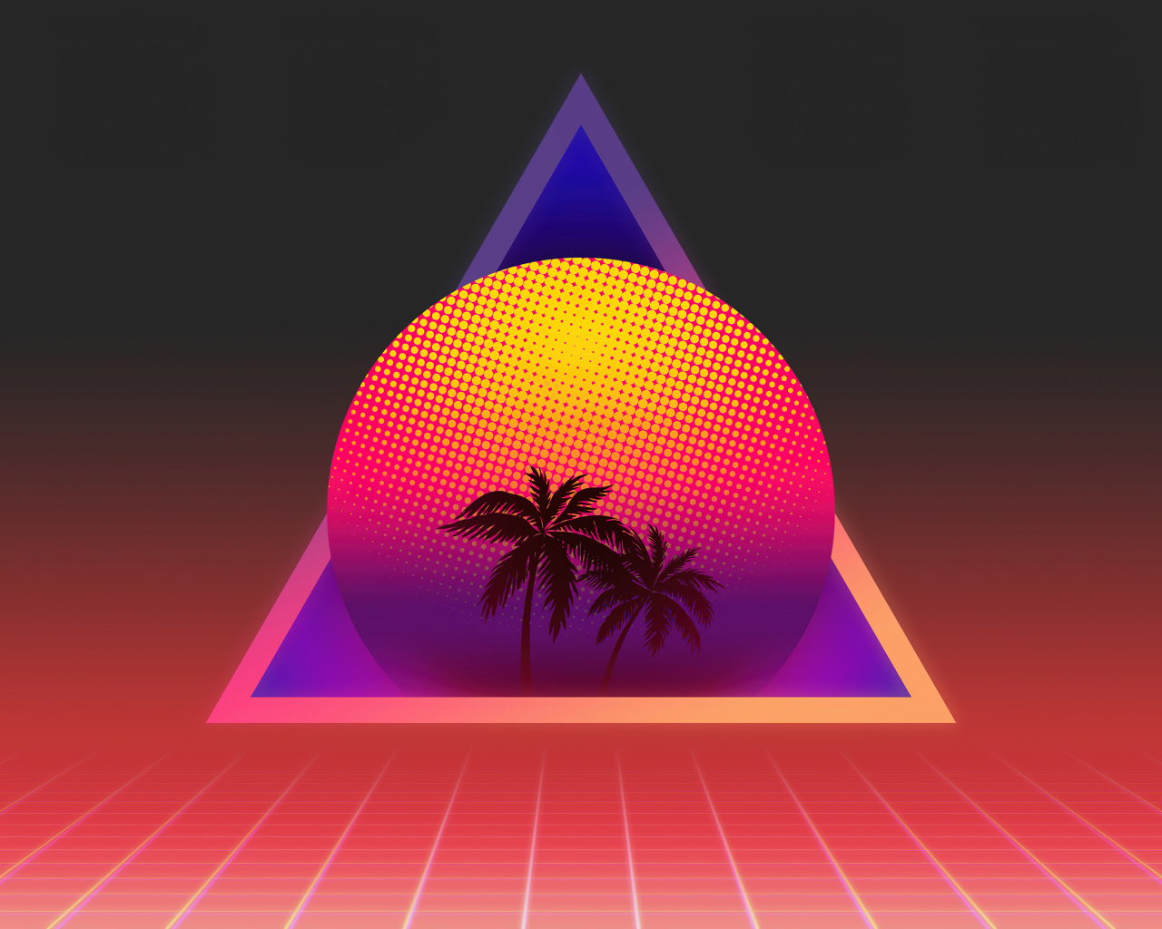 Пирамида с шаром и пальмами