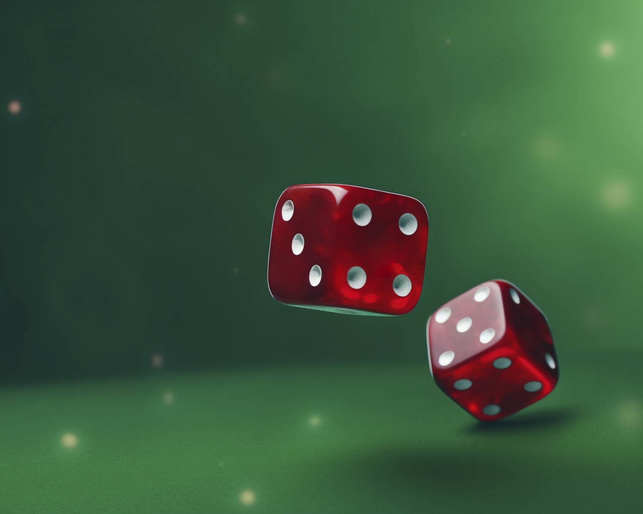 Красные 3д кубики на зеленом фоне