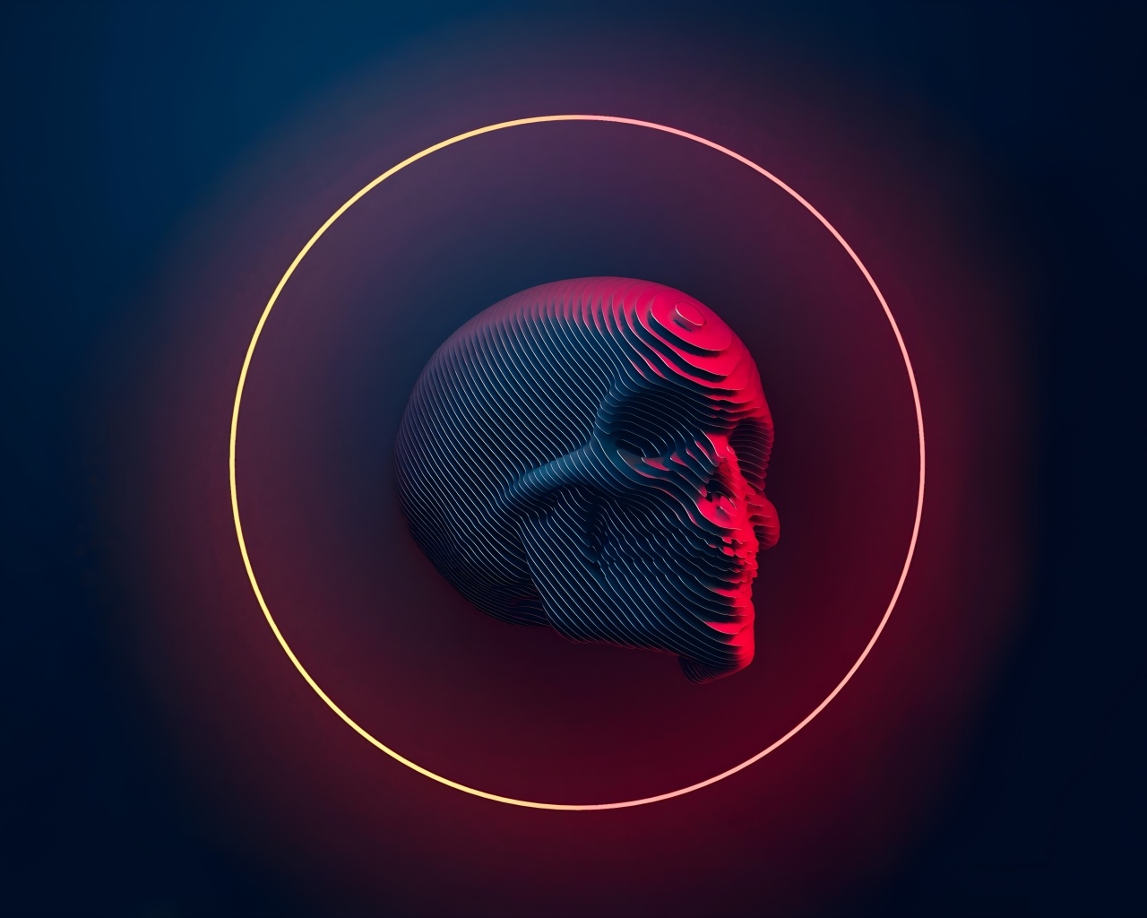 Череп в кругу на черном фоне