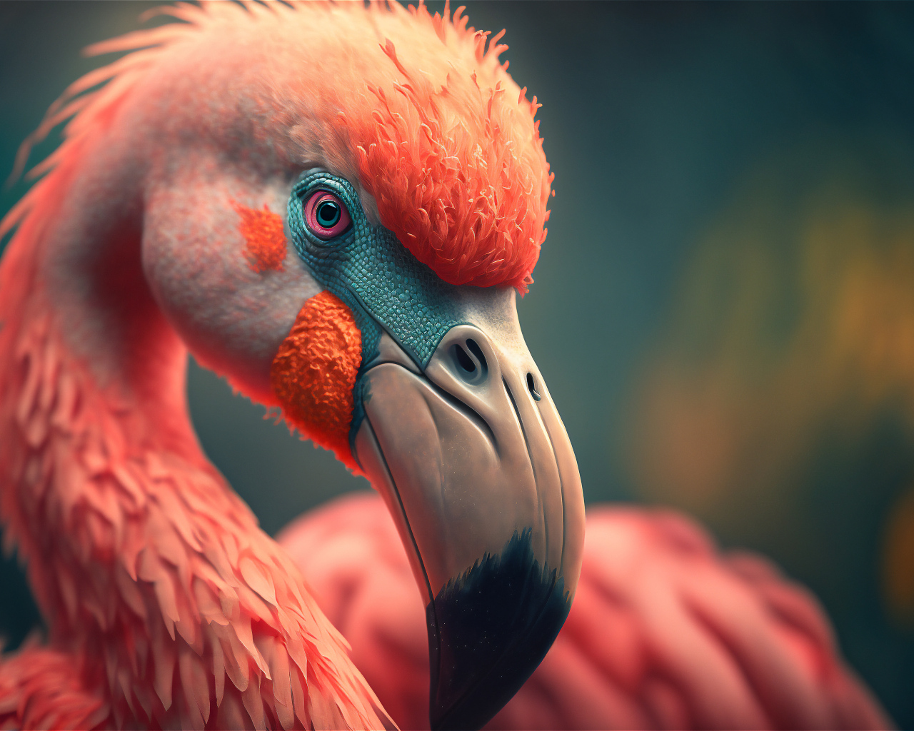 Большой нарисованный розовый фламинго