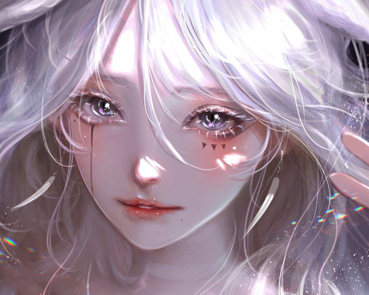 Красивая девушка аниме с необычными глазами