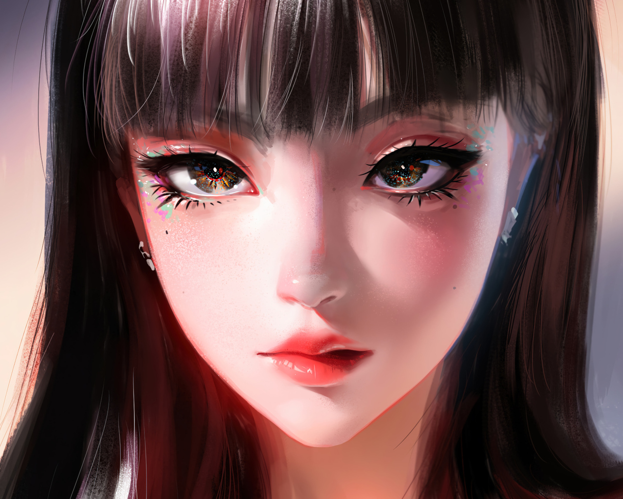 Большие красивые глаза девушки аниме