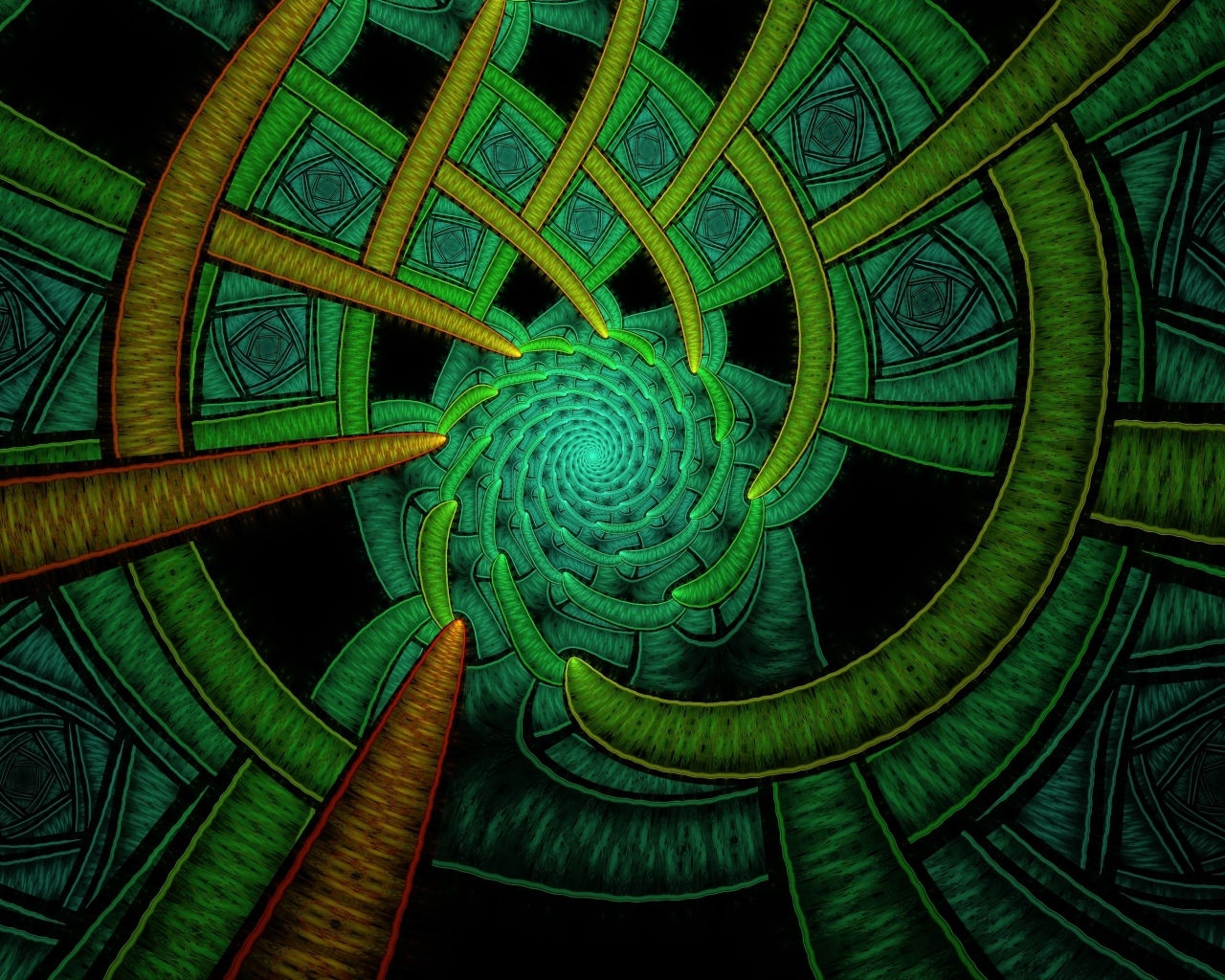 Зеленый фрактальный  красивый узор 