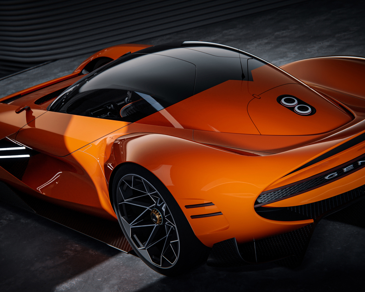 Быстрый автомобиль Genesis X Gran Berlinetta вид сзади