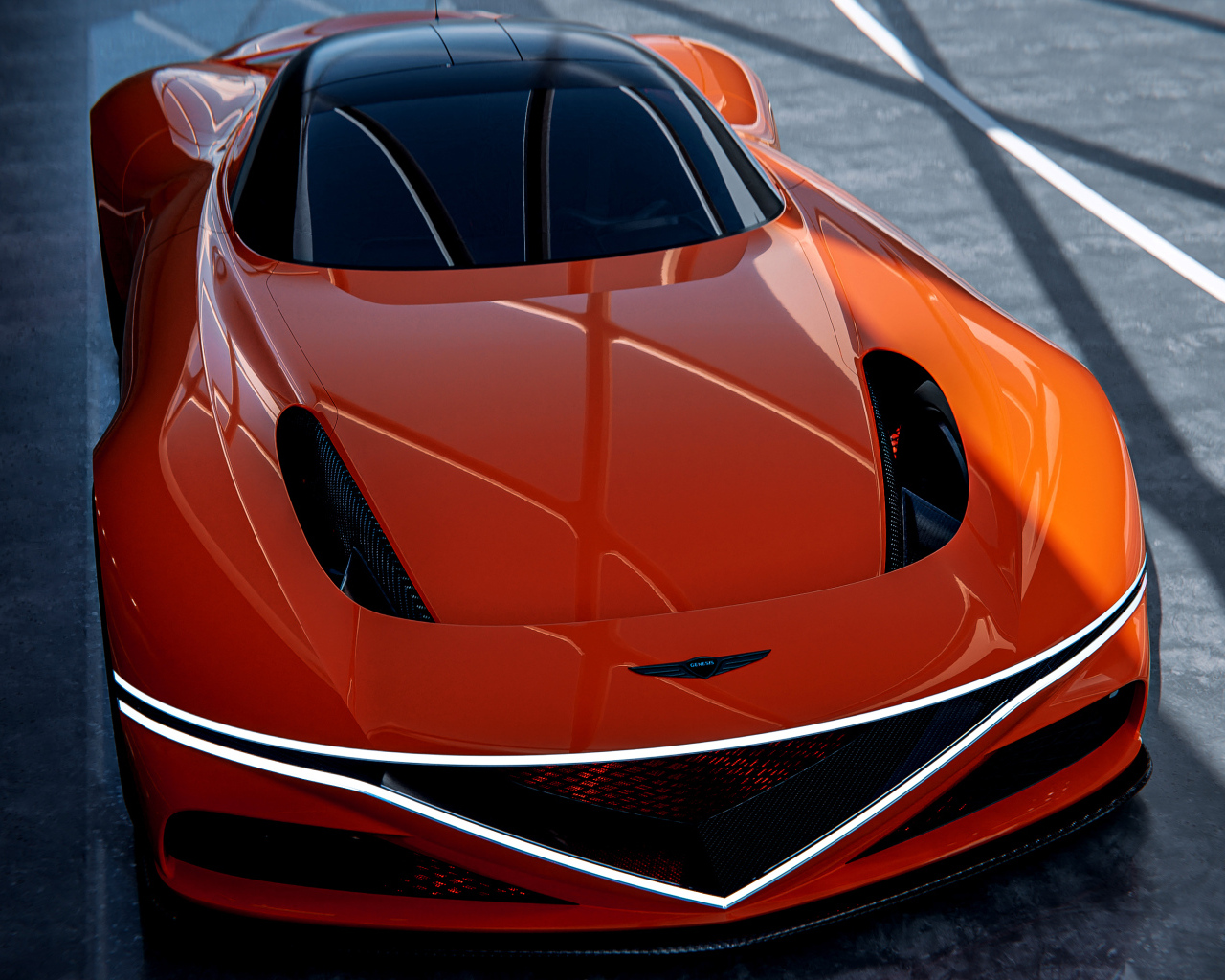 Оранжевый автомобиль Genesis X Gran Berlinetta