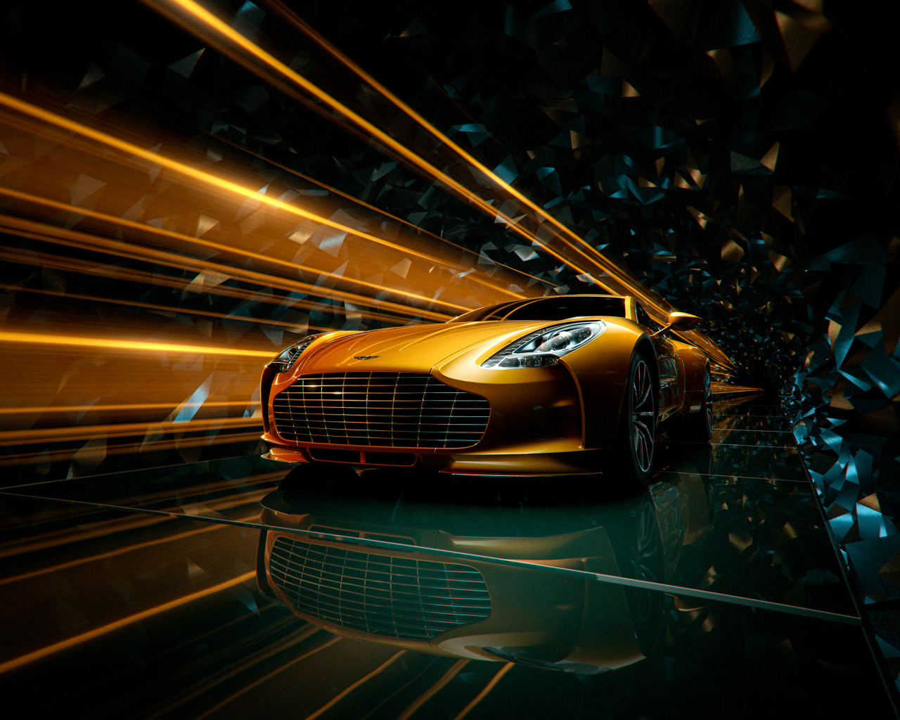 Оранжевый автомобиль Aston Martin One 77