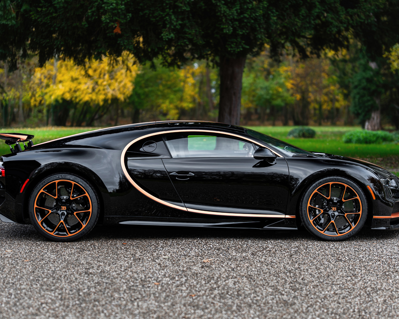 Вид сбоку на автомобиль Bugatti Chiron