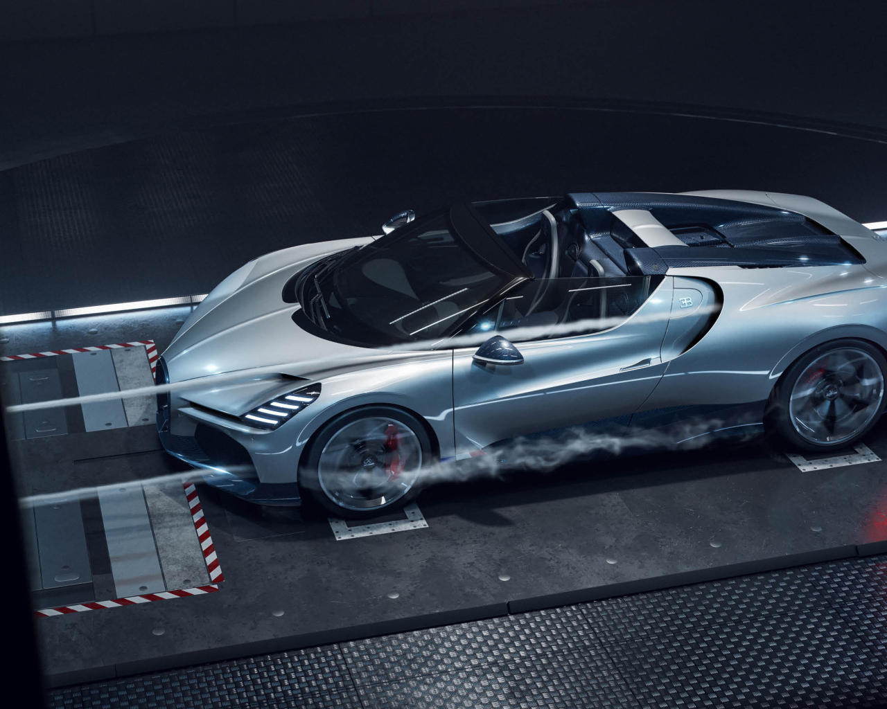 Вид сверху на автомобиль Bugatti W16 Mistral Roadster