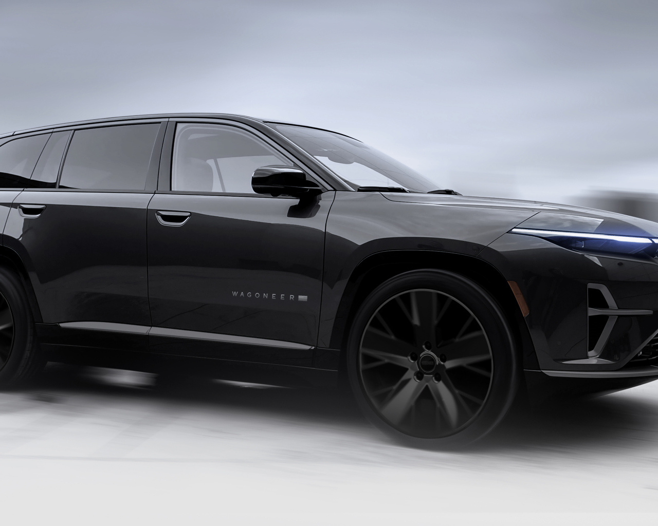 Стильный черный автомобиль Jeep Wagoneer S 2025 года