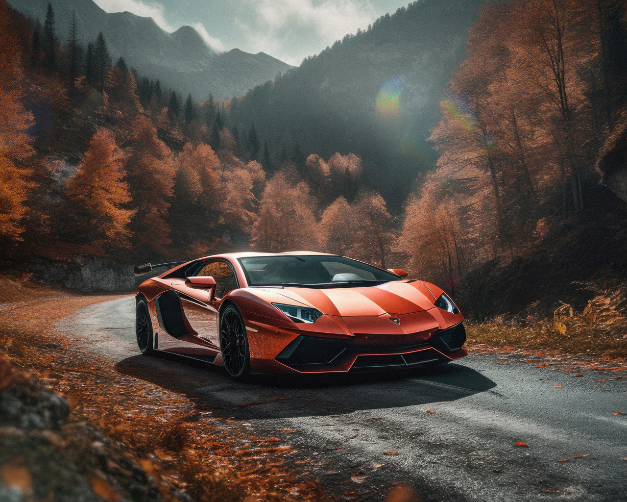 Автомобиль Lamborghini Aventador Autumn