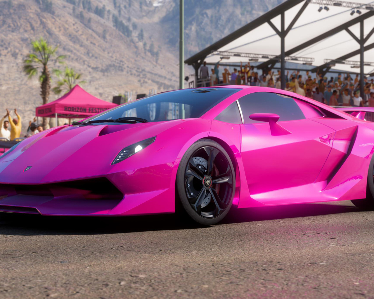 Розовый автомобиль Lamborghini Sesto Elemento