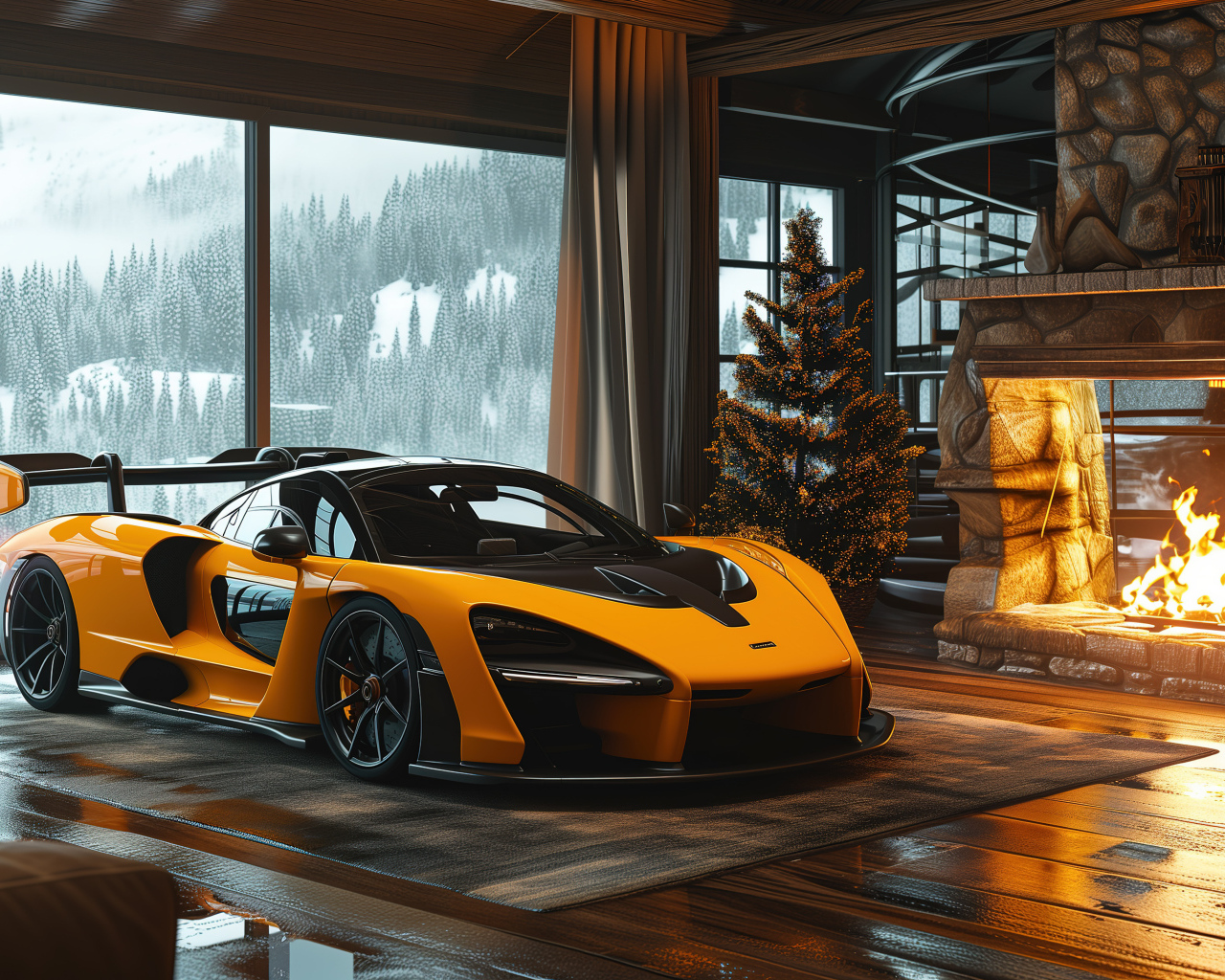 Быстрый спорткар McLaren Senna Cozy в доме