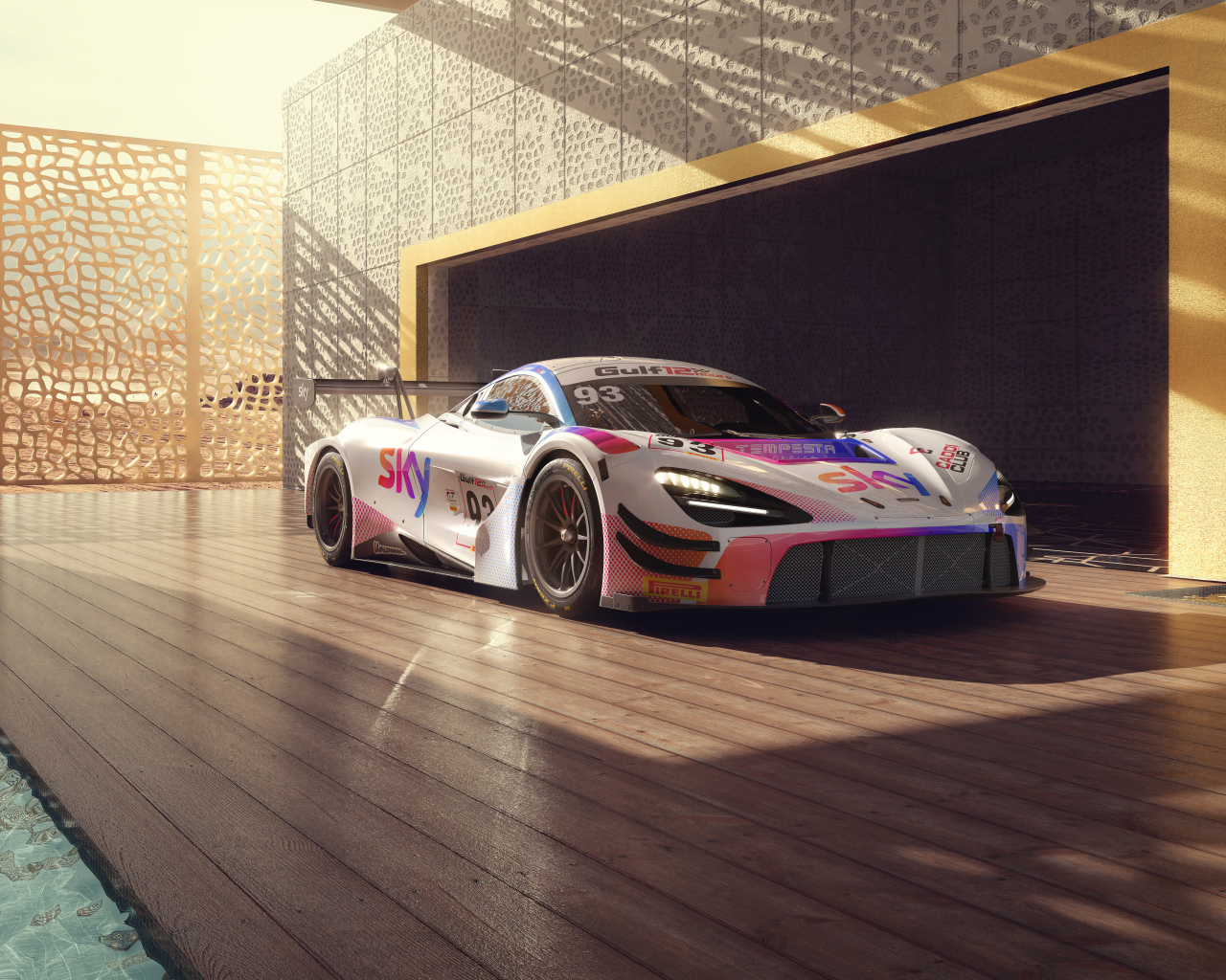 Гоночный автомобиль McLaren 720S GT3 EVO в здании