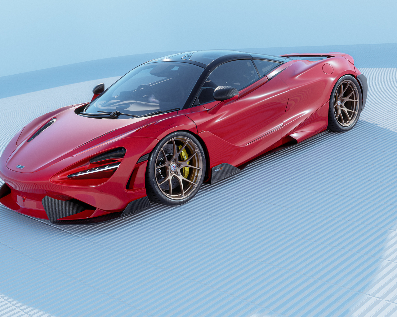 Красный автомобиль McLaren 765LT CGI