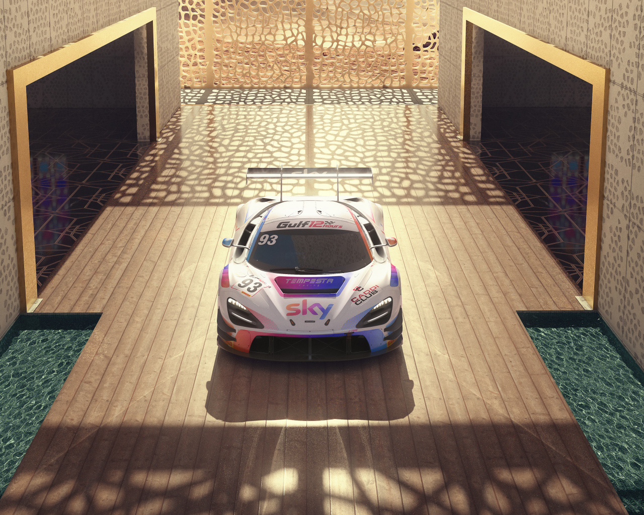 Вид сверху на автомобиль McLaren 720S GT3 EVO