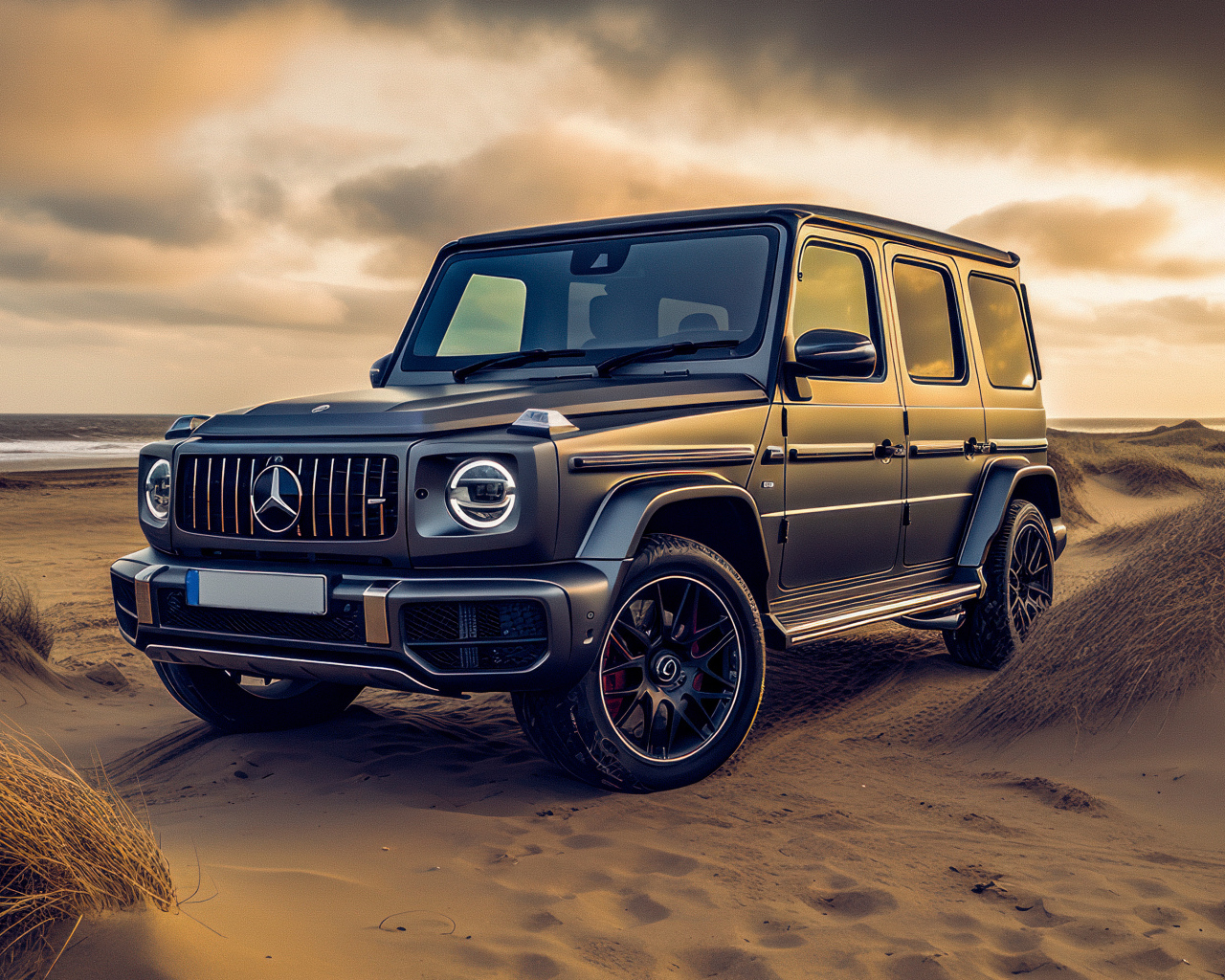 Автомобиль Mercedes-Benz G63 AMG на песке