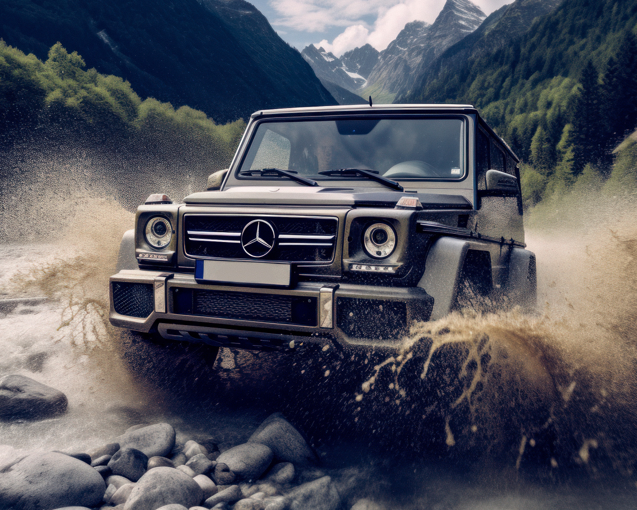 Внедорожник Mercedes-Benz G63 AMG в реке