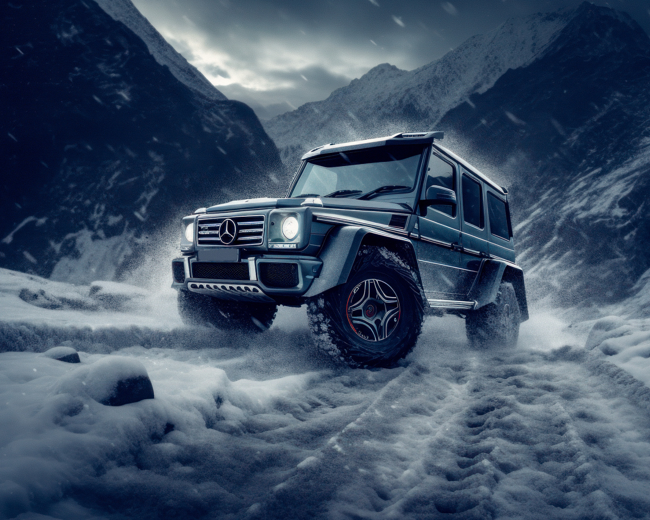 Внедорожник Mercedes-Benz G63 AMG на снегу