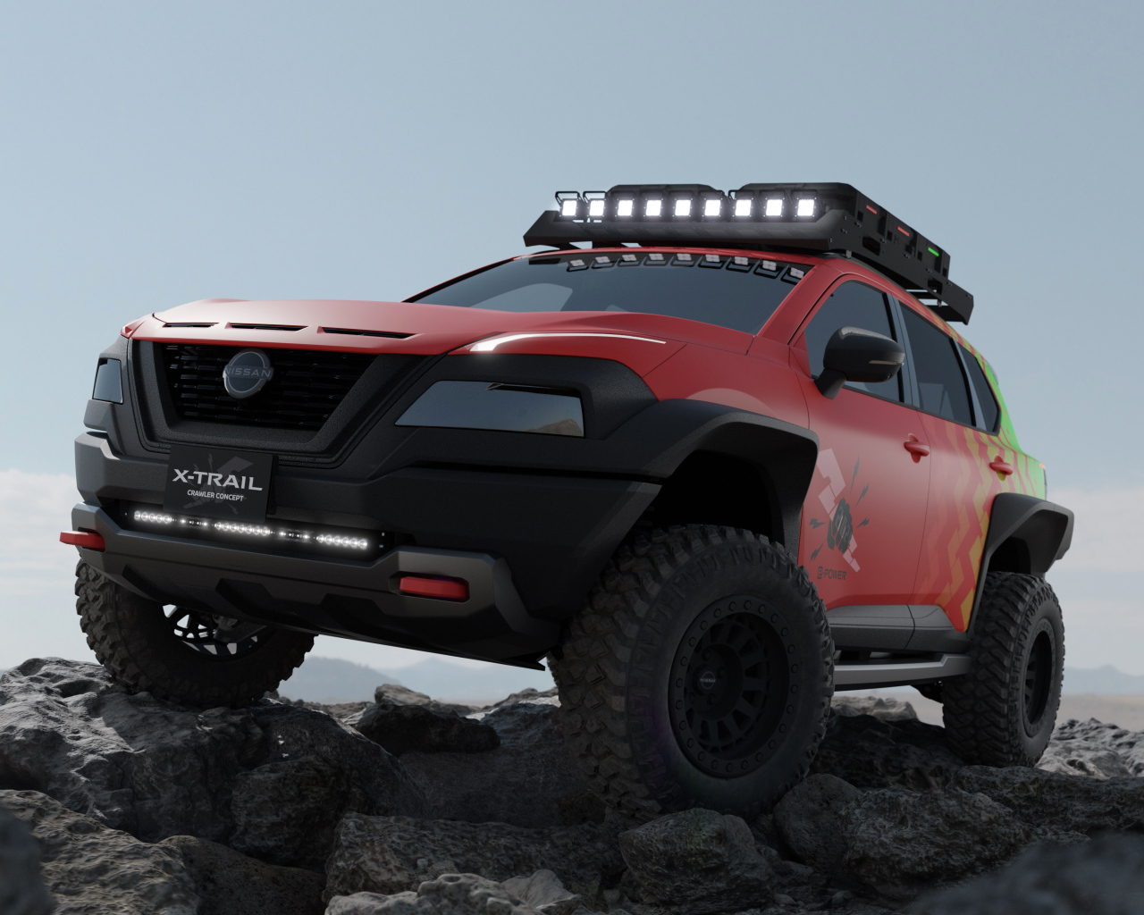 Большой внедорожник Nissan X-Trail Crawler Concept в горах